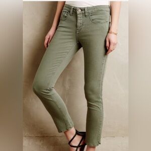 Pilcro and the Letterpress Stet Slim Crop Jeans | Olive Green | NWOT | Size 27